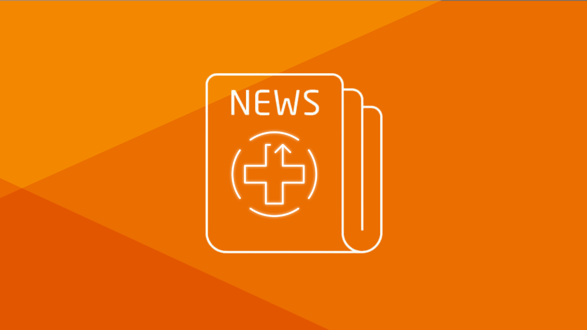 Illustration of a newspaper labelled “NEWS” with a medical cross and upward arrow symbol on an orange background.